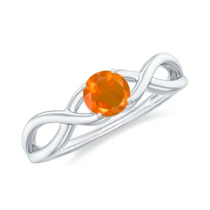 0.25 CT Solitaire Fire Opal Crossover Engagement Ring