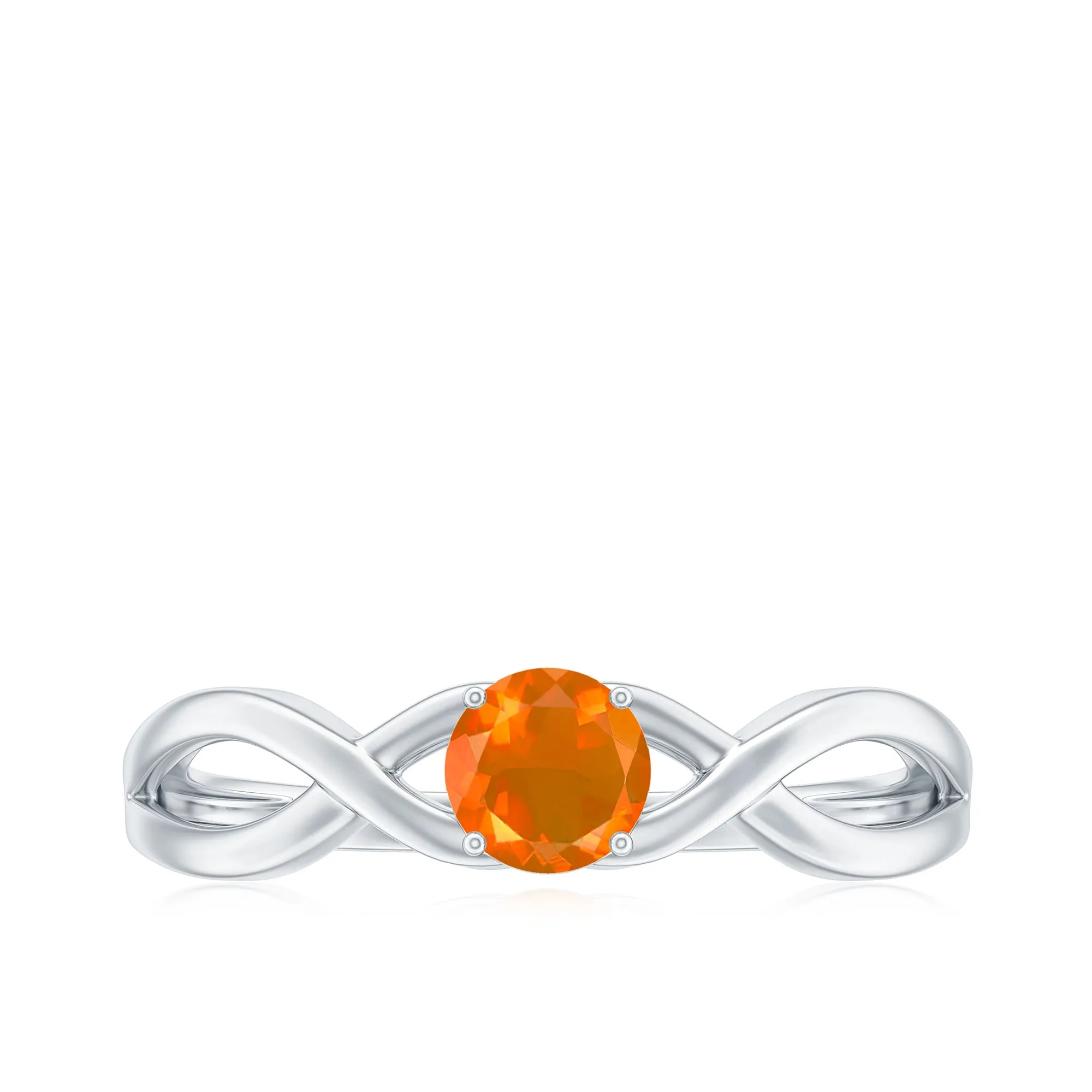 0.25 CT Solitaire Fire Opal Crossover Engagement Ring