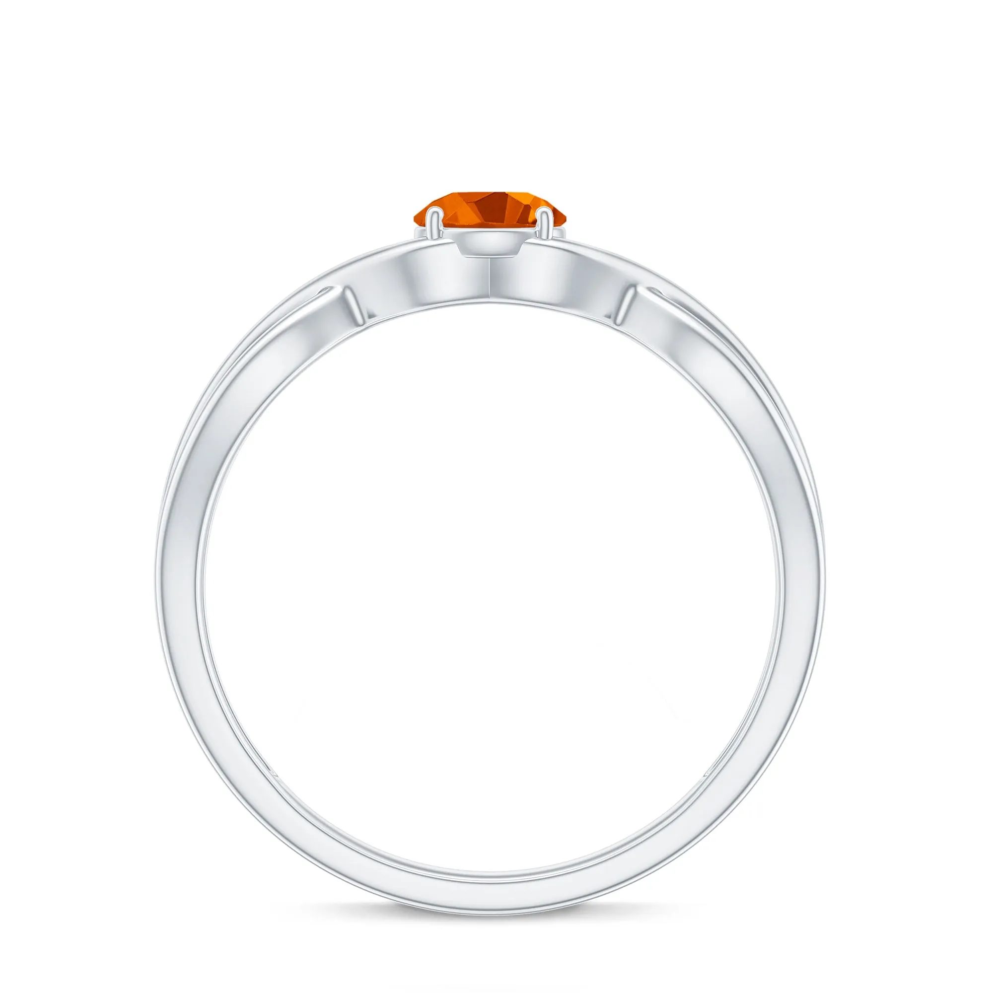 0.25 CT Solitaire Fire Opal Crossover Engagement Ring