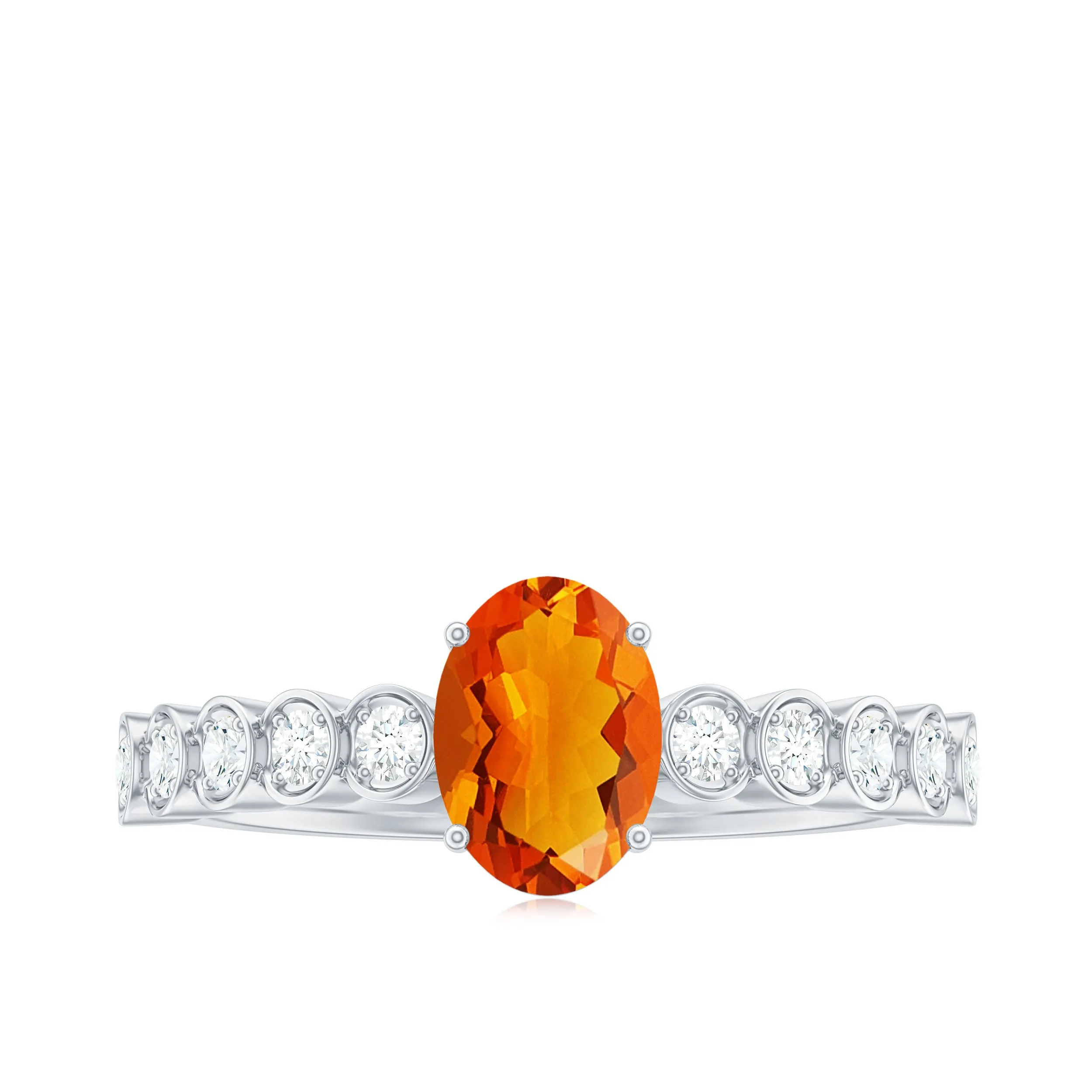 1 CT Oval Fire Opal Solitaire Engagement Ring with Diamond