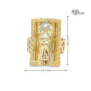 10K Gold CZ Santa Muerte Ring