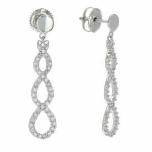 1/2 cttw Diamond Infinity Earrings Dangle Drop 10K White Gold 1.20 Inch