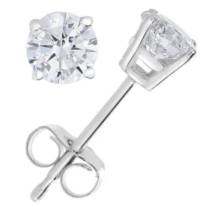 1/2 cttw Diamond Stud Earrings 14K White Gold Round Push Backs 4 Prong