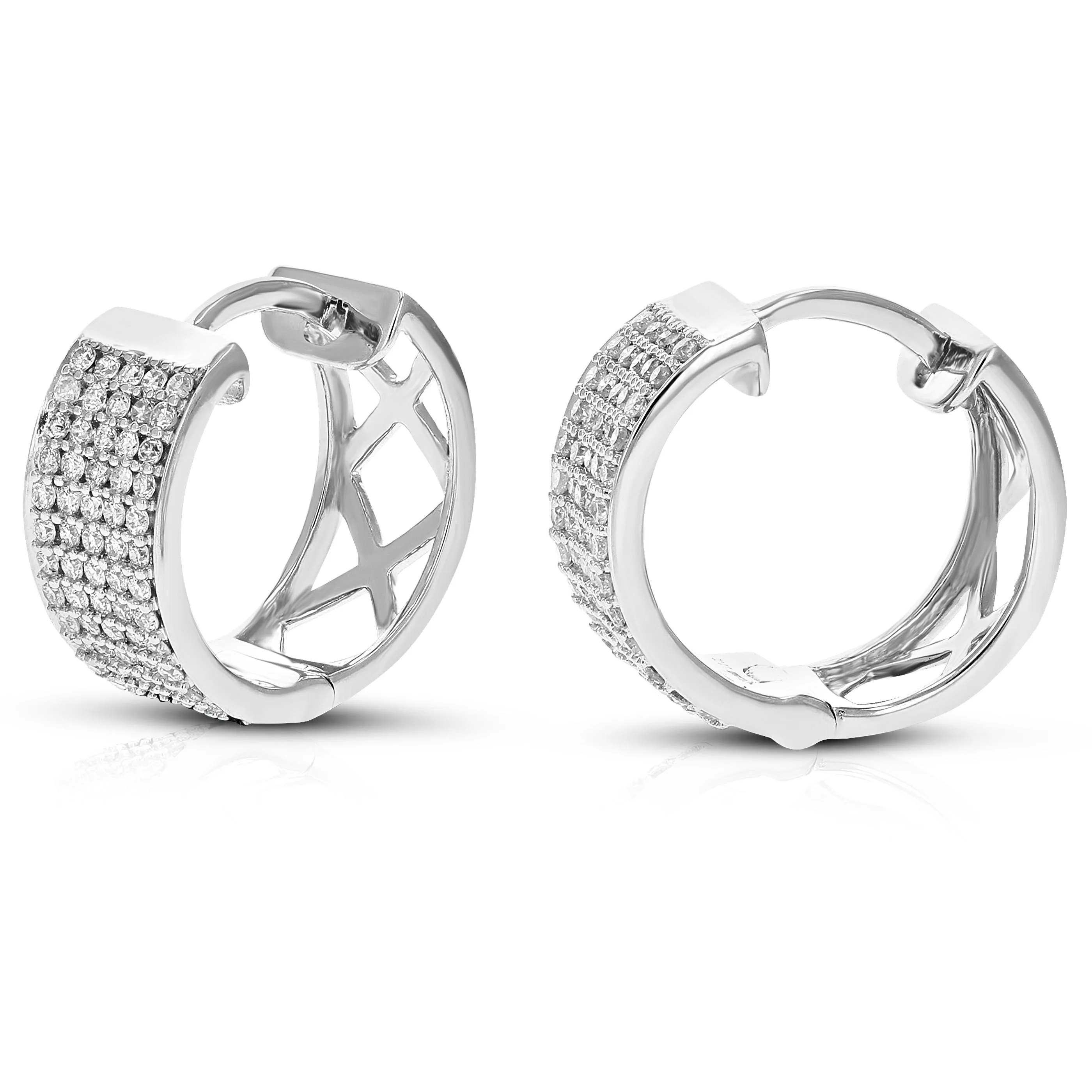 1/2 cttw Lab Grown Diamond Pave Hoop Earring in Sterling Silver