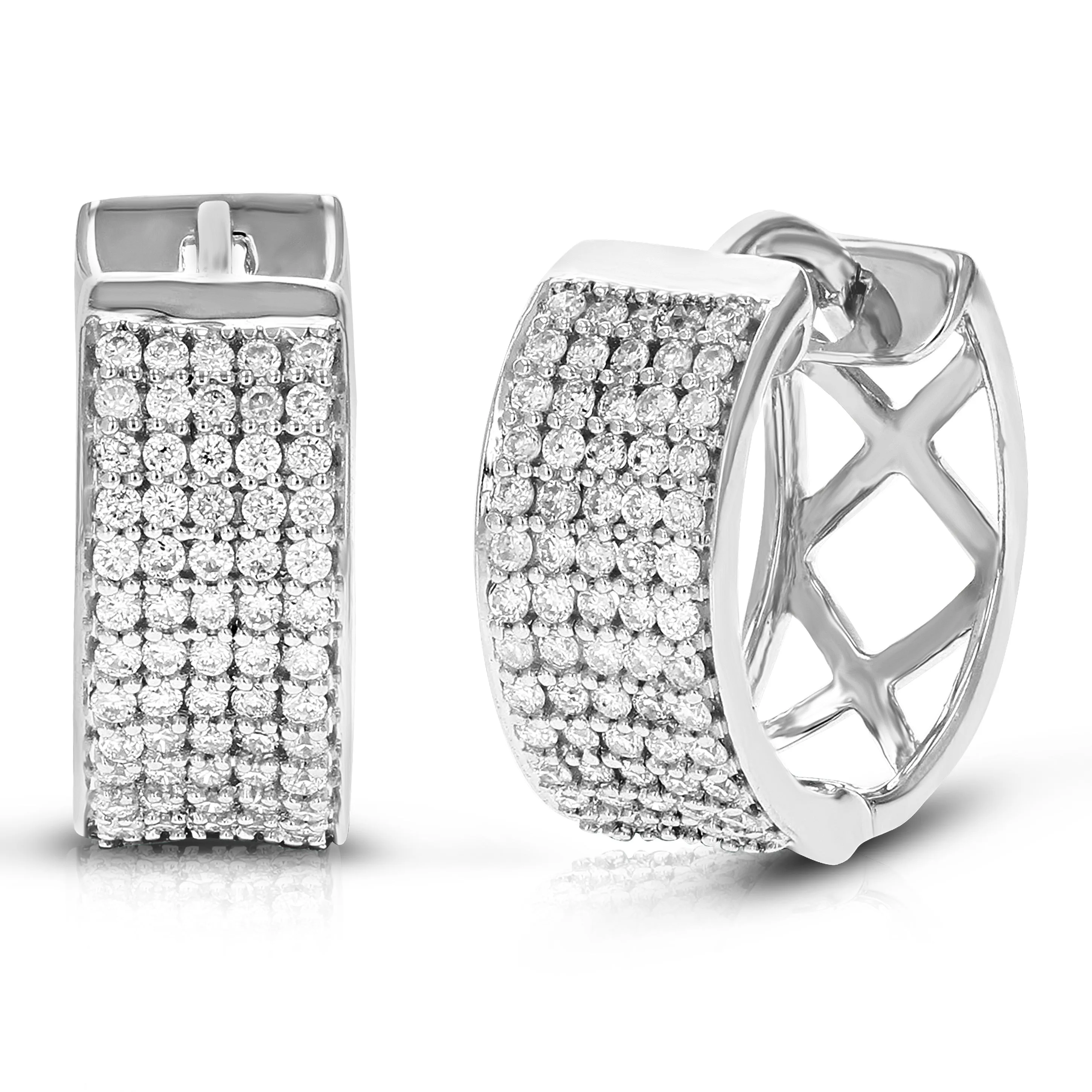 1/2 cttw Lab Grown Diamond Pave Hoop Earring in Sterling Silver