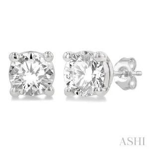 1/2 ctw Round Cut Diamond Stud Earring in 14K White Gold