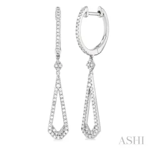 1/3 Ctw Tear Drop Round Cut Diamond Long Earring in 10K White Gold