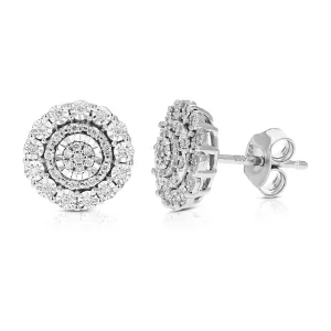 1/4 cttw Round Cut Lab Grown Diamond Prong Set Stud Earrings in .925 Sterling Silver