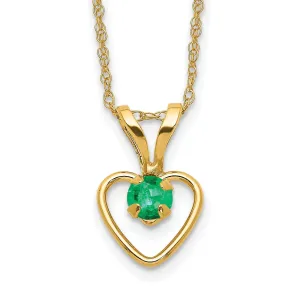 14k Yellow Gold Emerald Heart Necklace