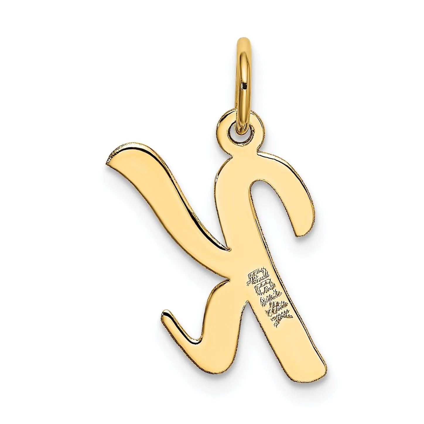 14K Yellow Gold Medium Size Fancy Script Design Letter K Initial Pendant