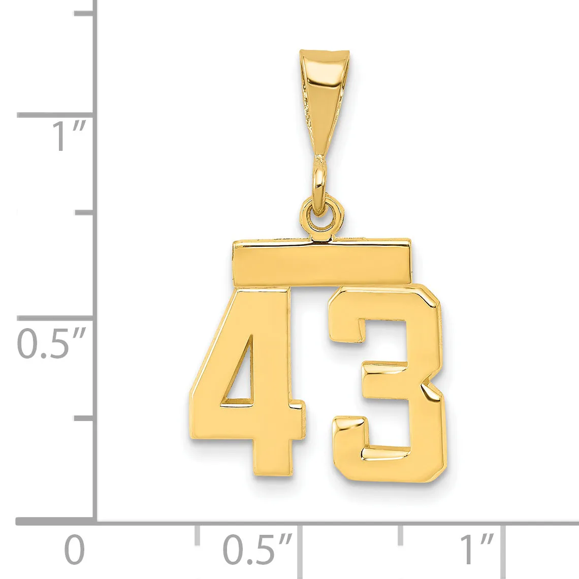 14k yellow gold small polished number 43 charm