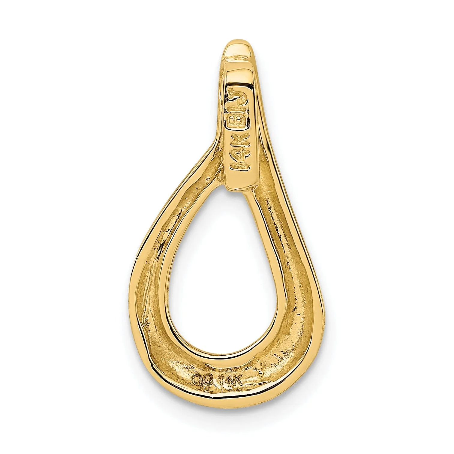 14k Yellow Gold Tear Drop Shape Design Omega Slide Pendant