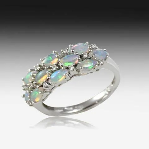 14kt Gold 3 Row Opal ring