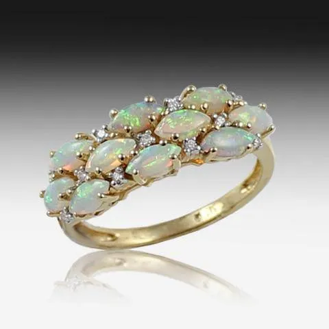 14kt Gold 3 Row Opal ring