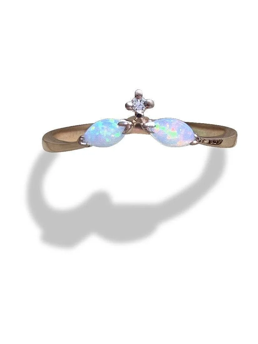 14kt Rose Gold Opal and Diamond ring