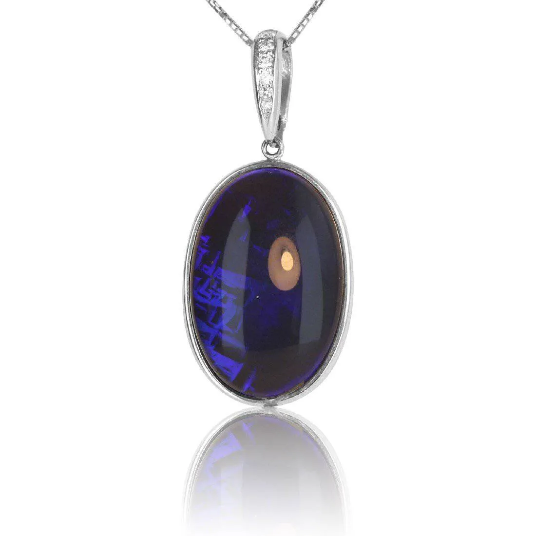 14kt White Gold Black Opal pendant