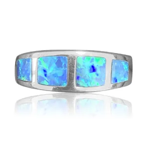 14kt White Gold Opal inlay rings