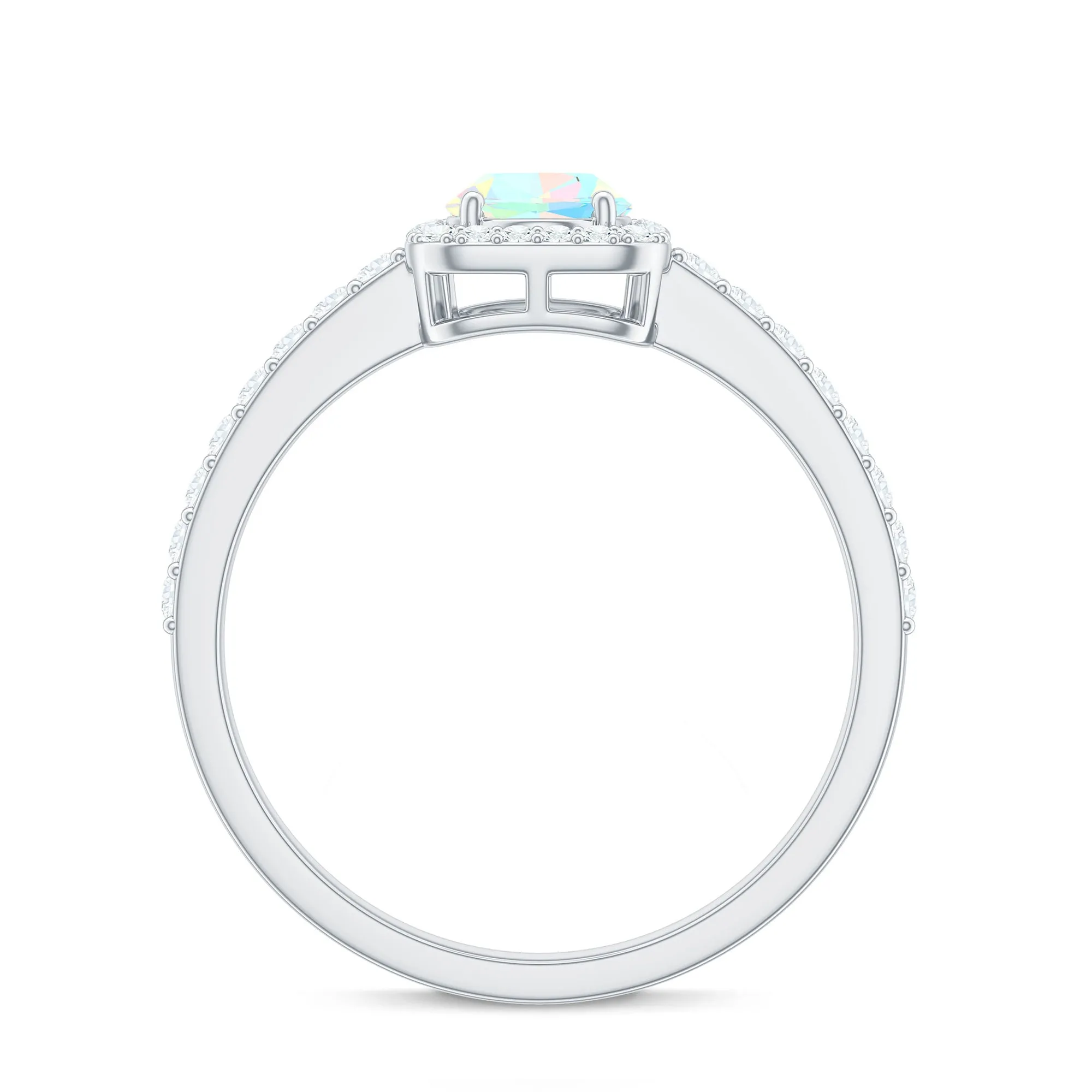 1.50 CT Oval Cut Ethiopian Opal Ring with Diamond Halo