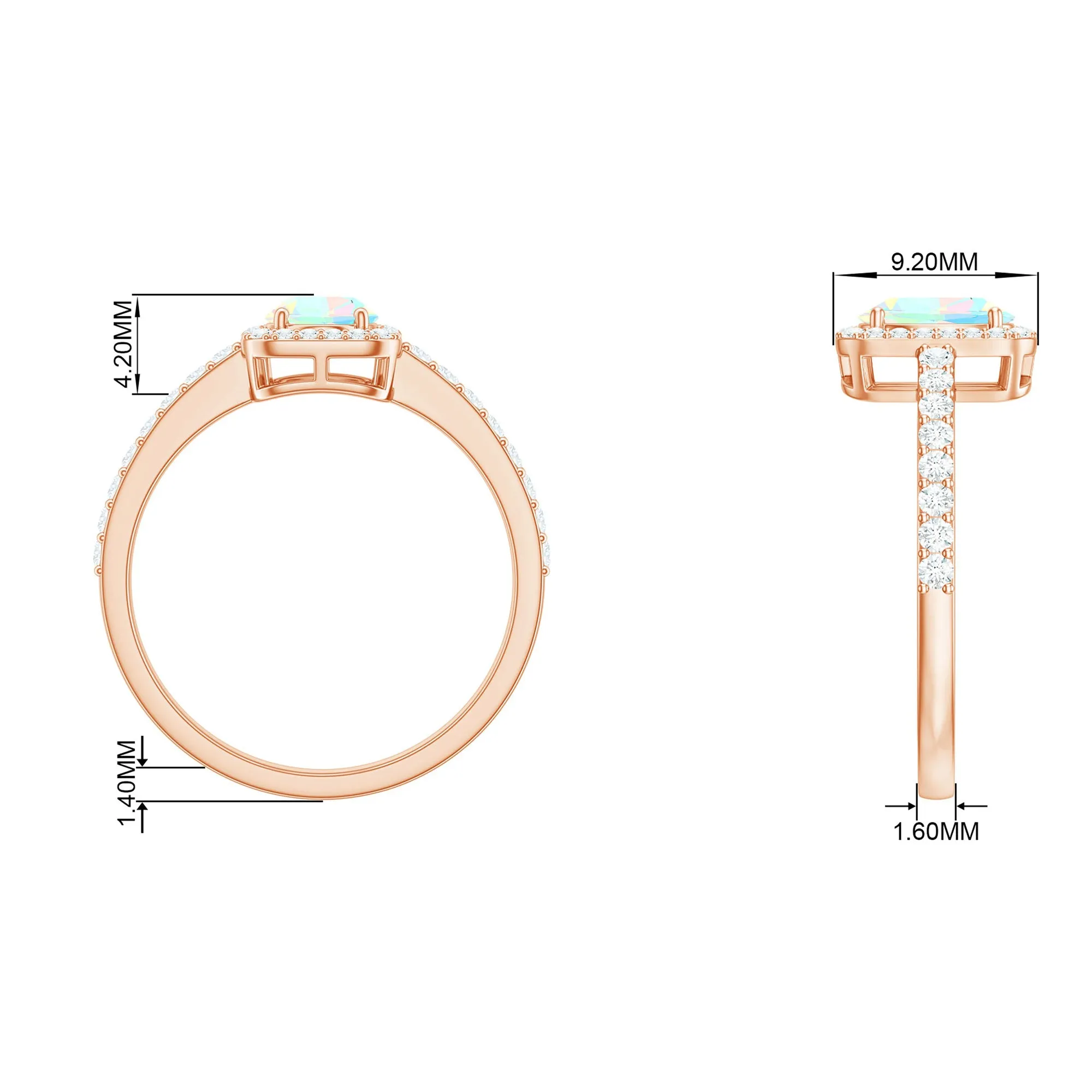 1.50 CT Oval Cut Ethiopian Opal Ring with Diamond Halo