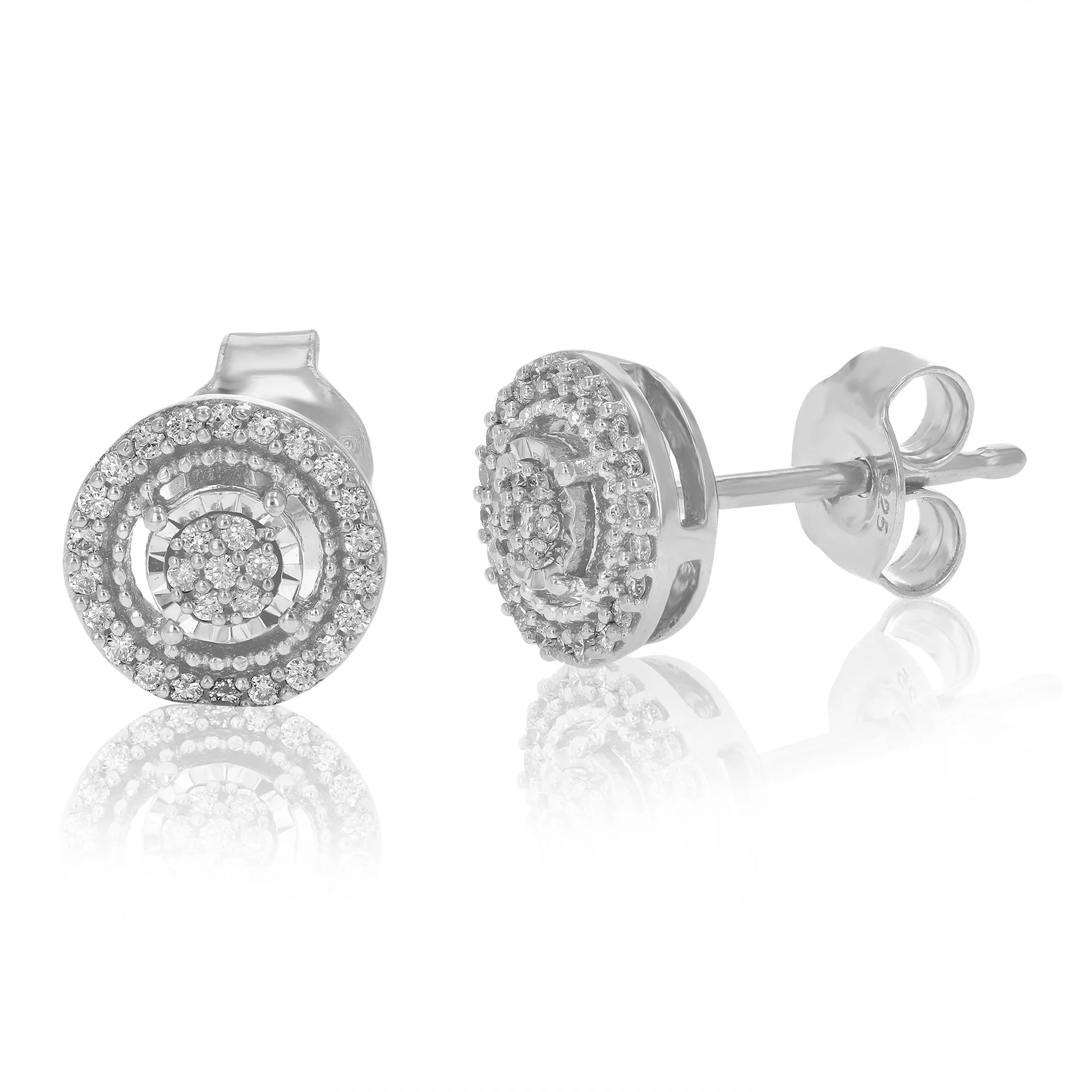 1/6 cttw Lab Grown Diamond Earrings Round Studs Made In 925 Sterling Silver Prong Settings