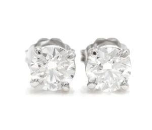 1.60ct Natural Diamond 14k Solid White Gold Stud Earrings