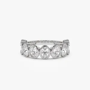 1.75 ctw 14k Bezel Setting Nine Stone Oval Shape Lab Grown Diamond Ring - Sofia