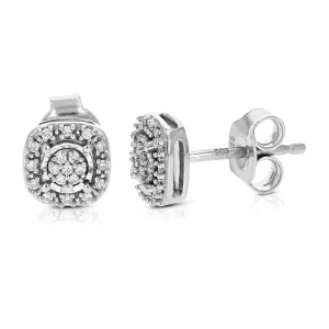 1/8 cttw Round Cut Lab Grown Diamond Stud Earrings in .925 Sterling Silver Prong Setting