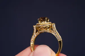 18K YG and Chocolate Diamond Cathedral Ring