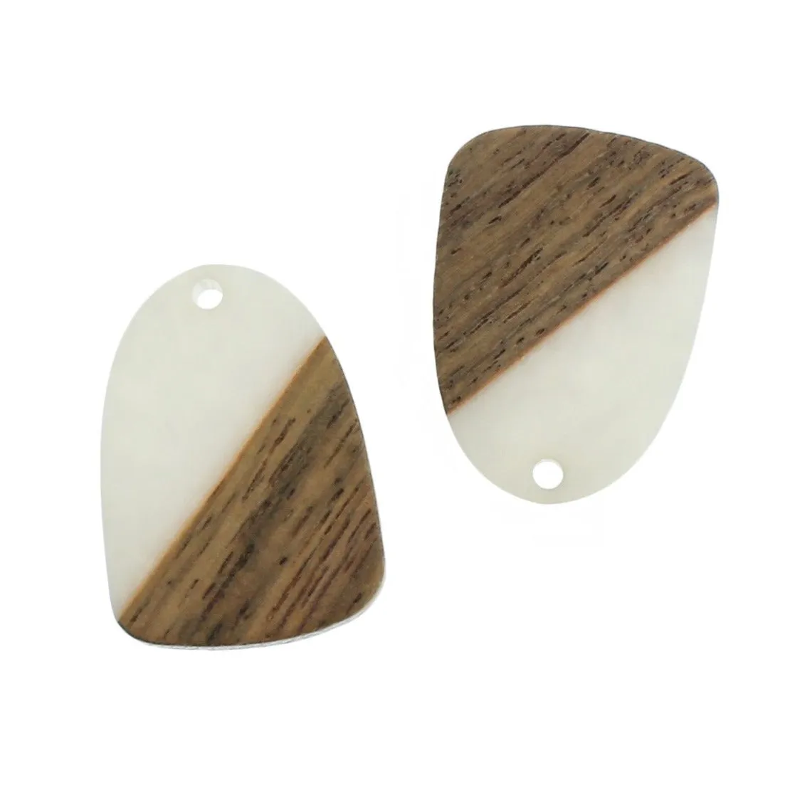 2 Drop Natural Wood and Swirl Resin Charms - Choose Your Color - 28mm