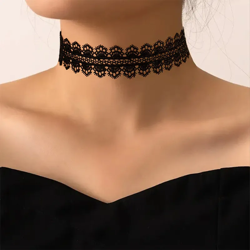 2024 Gothic Choker Black Lace Punk Lolita Sweet Cool Necklace