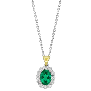 .36 CT DIAMOND .80 CT EMERALD PENDANT