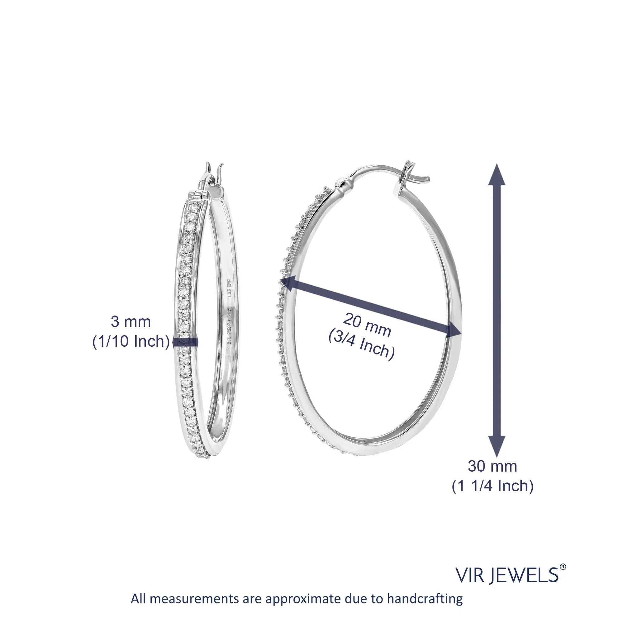 3/8 cttw Lab Grown Diamond Hoop Earrings in Sterling Silver