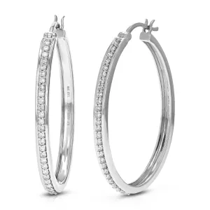 3/8 cttw Lab Grown Diamond Hoop Earrings in Sterling Silver