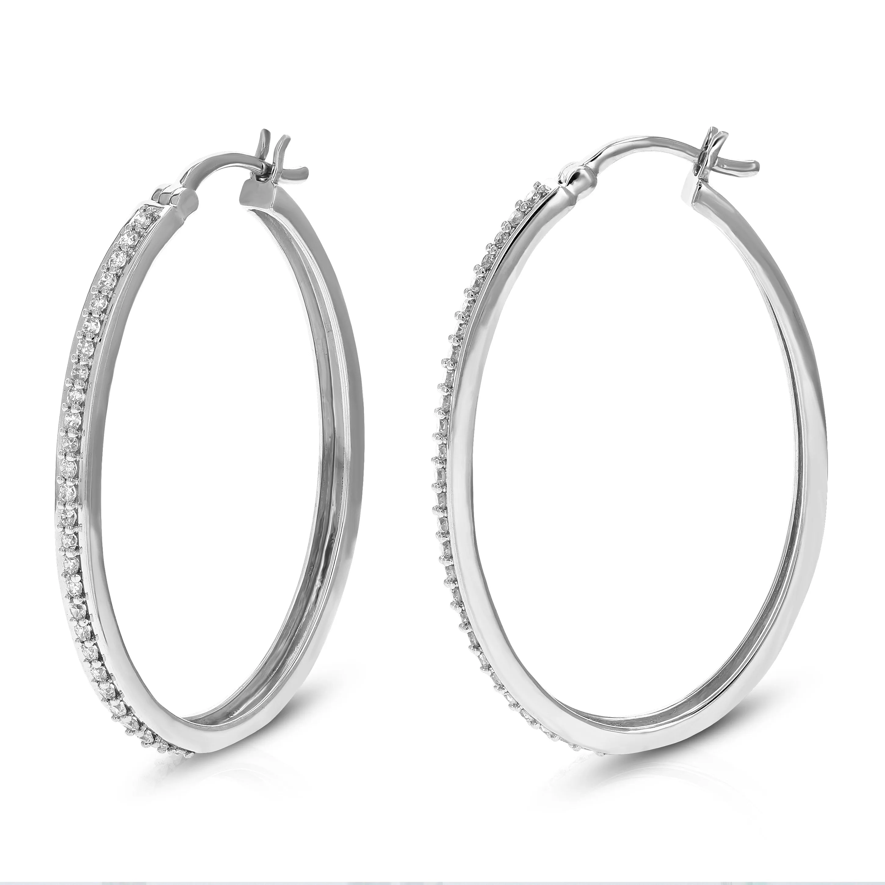 3/8 cttw Lab Grown Diamond Hoop Earrings in Sterling Silver