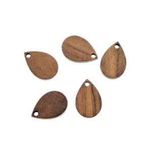 4 Teardrop Natural Wood Charms 17mm - WP068