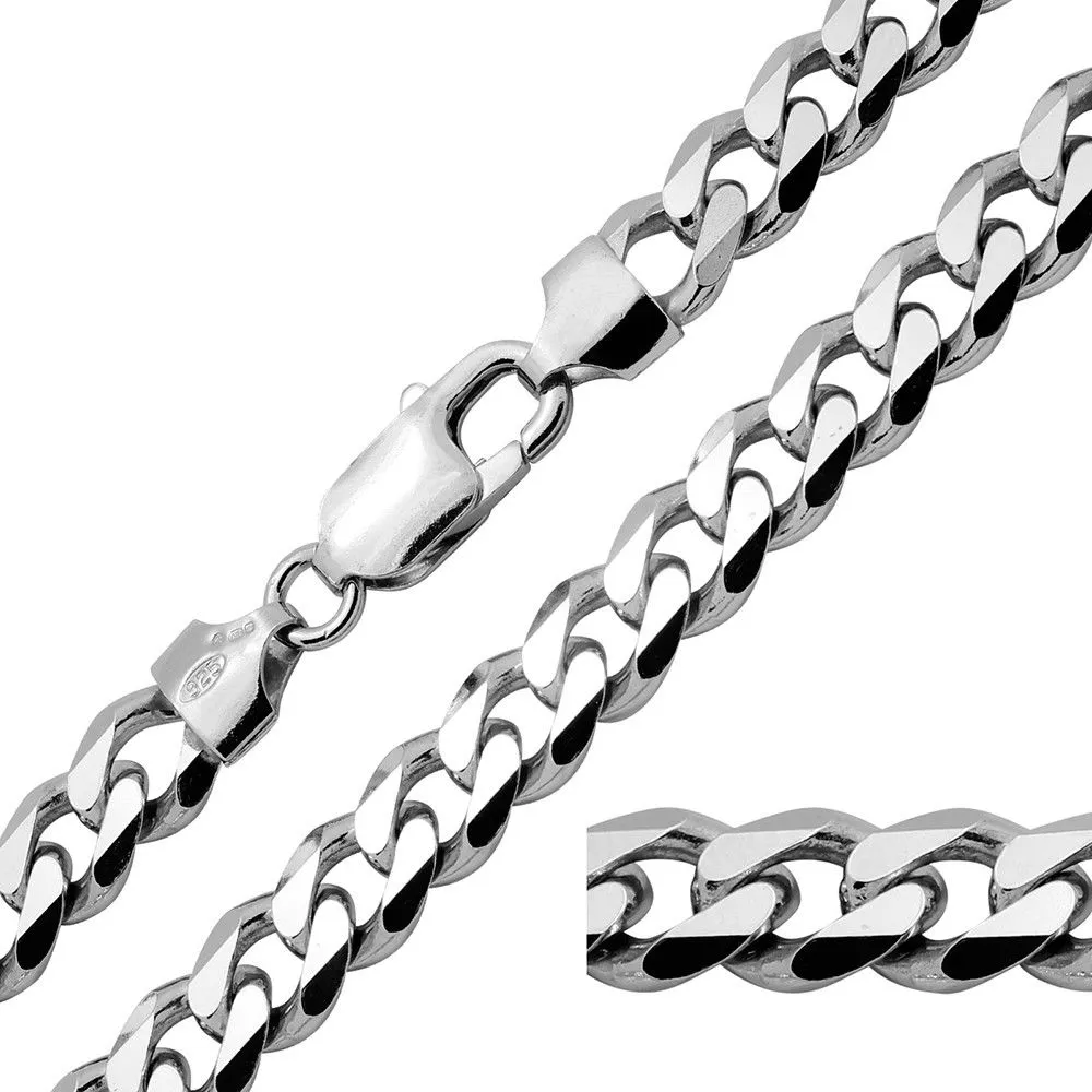 7mm 0.3 Men's Real Solid 925 Sterling Silver Cuban Chain Bracelet 9 inch