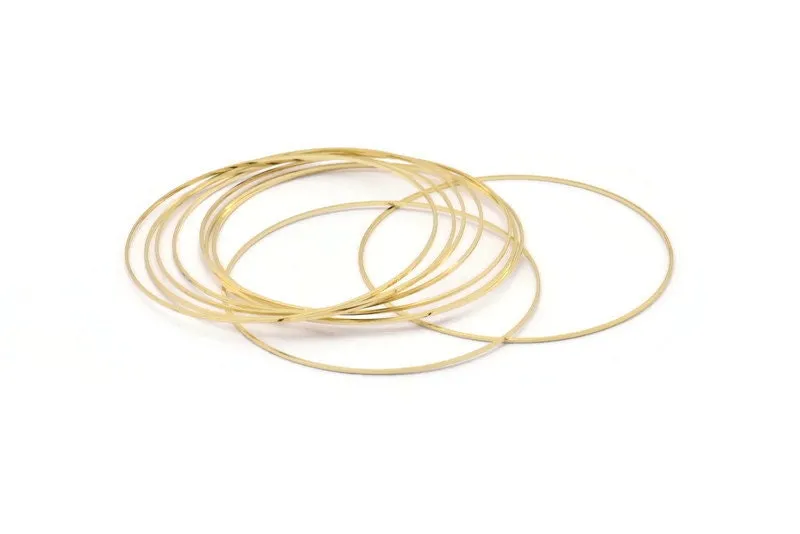 80mm Circle Connectors - 4 Gold Plated Brass Circle Connectors (80x1x1mm) BS 1101 Q1074