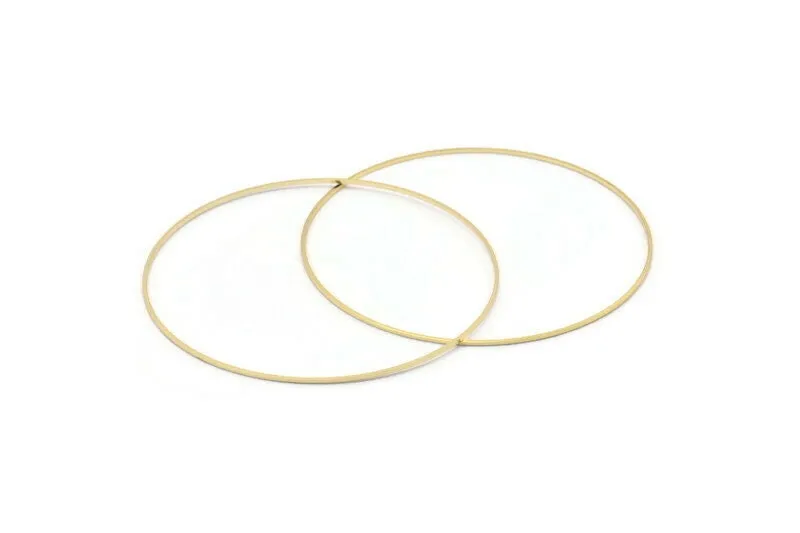 80mm Circle Connectors - 4 Gold Plated Brass Circle Connectors (80x1x1mm) BS 1101 Q1074