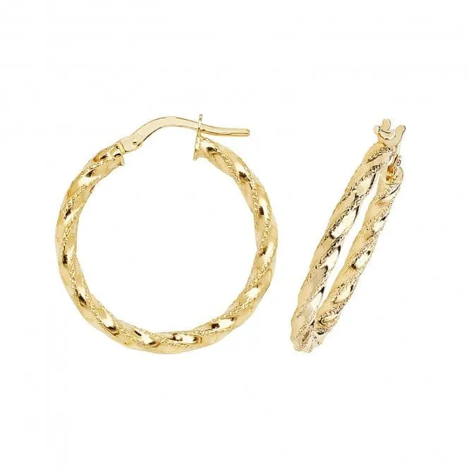 9ct Yellow Gold 50mm Diamond-Cut Hoop Earrings ER952