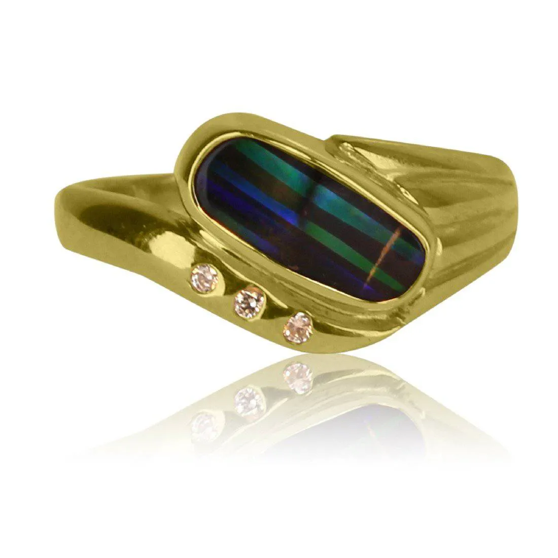 9kt Yellow Gold Boulder Opal ring