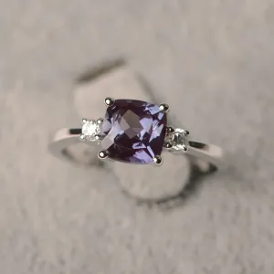 Alexandrite Solitaire Ring  - 925 Sterling Silver Ring