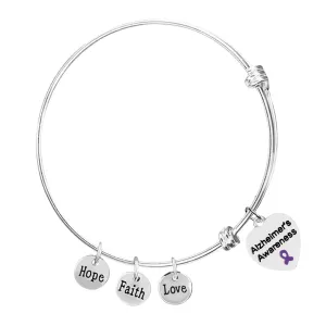 Alzheimer's Heart Retractable Charm Bracelets