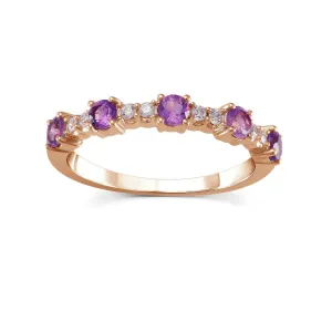 Amethyst and Diamond Band Ring