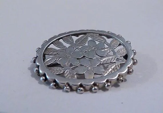 Antique silver wedding anniversary gifts for her silver brooches / pins floral birthday gifts