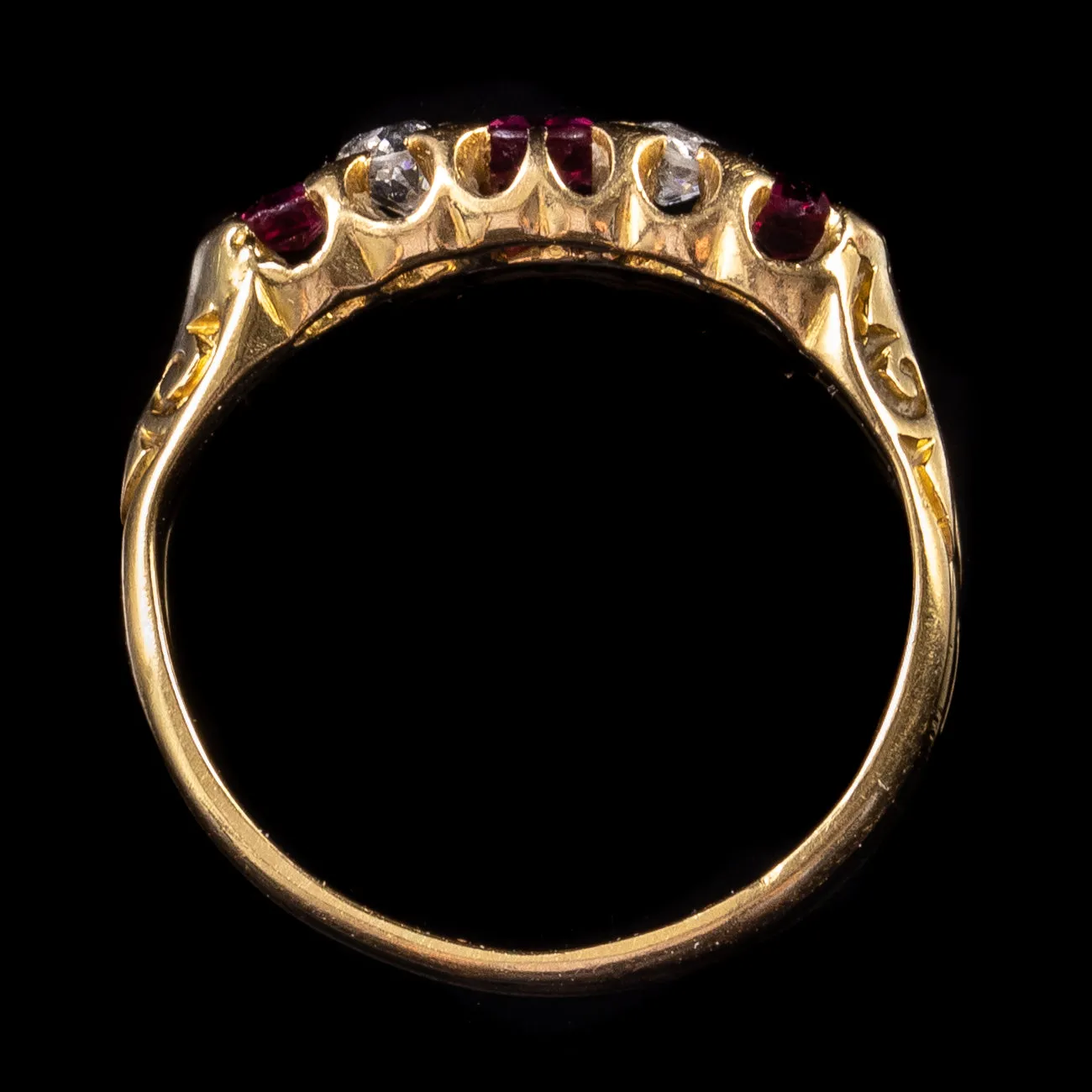 Antique Victorian 0.50Ct Ruby 0.20Ct Diamond Ring 18Ct Gold Circa 1880