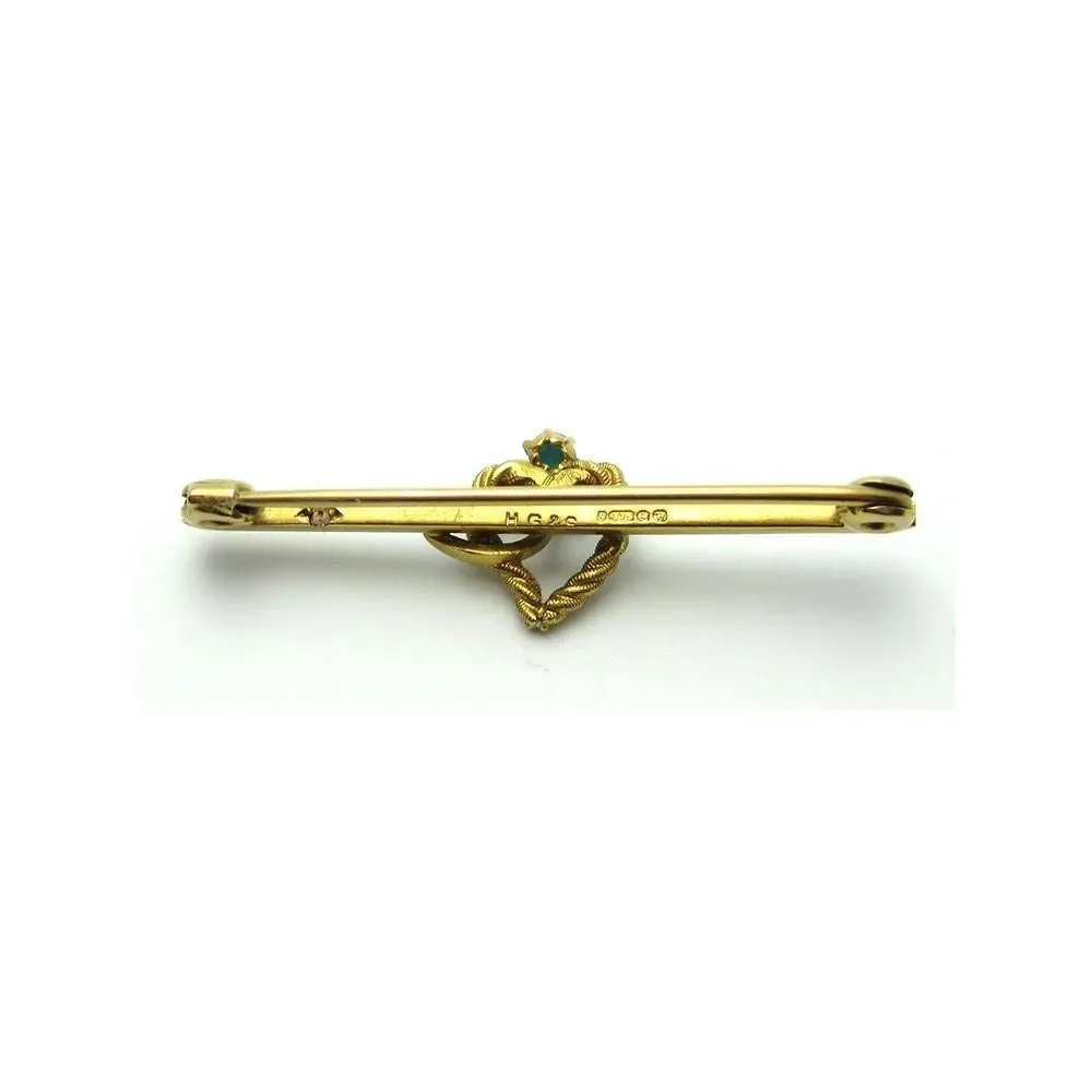 Antique Victorian (1837-1901) Gold Heart Bar Brooch