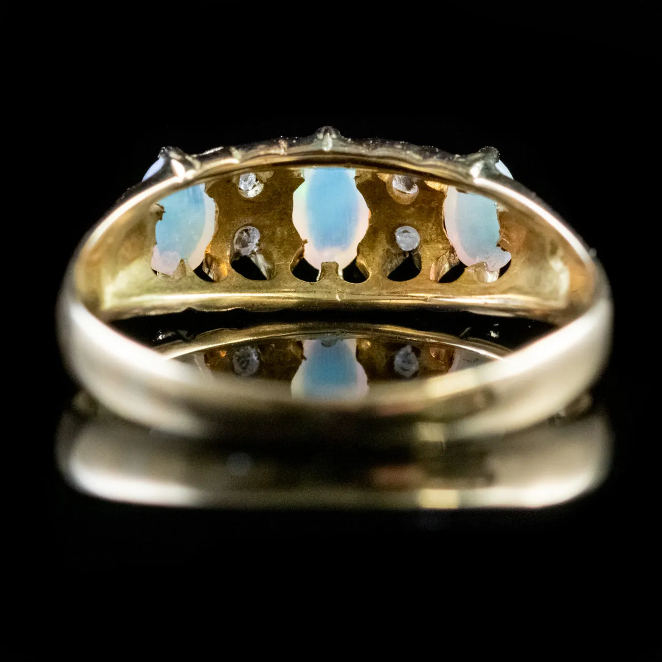 Antique Victorian Opal Diamond Ring 18Ct Yellow Gold Circa 1900