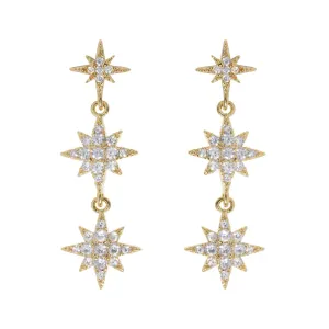 Aurora - Dangling Crystal Star Stud Earrings