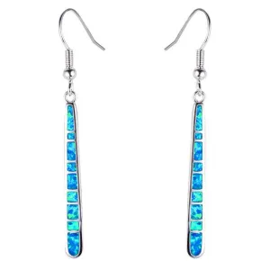 Blue Fire Opal Dangle Earrings