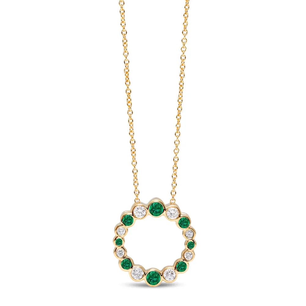 Bubbly Continuity Emerald and Diamond Pendant